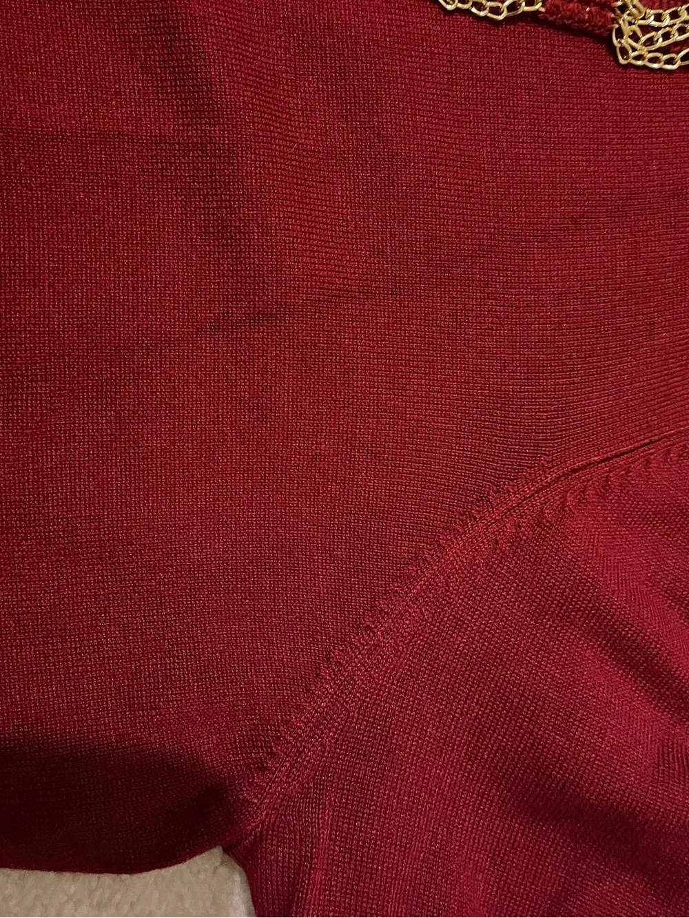 Red gold chain embellished cardigan NWOT but brand and size is missing L/XL??